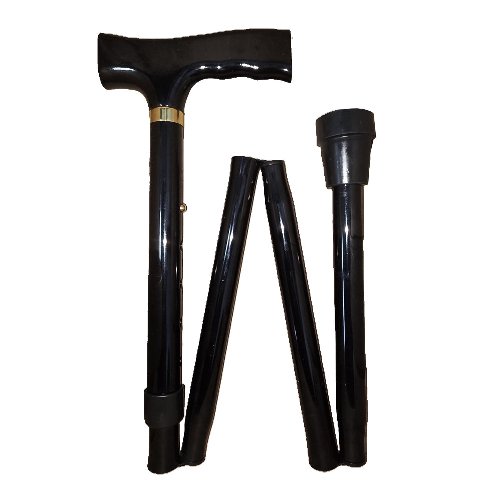 black folding walking stick
