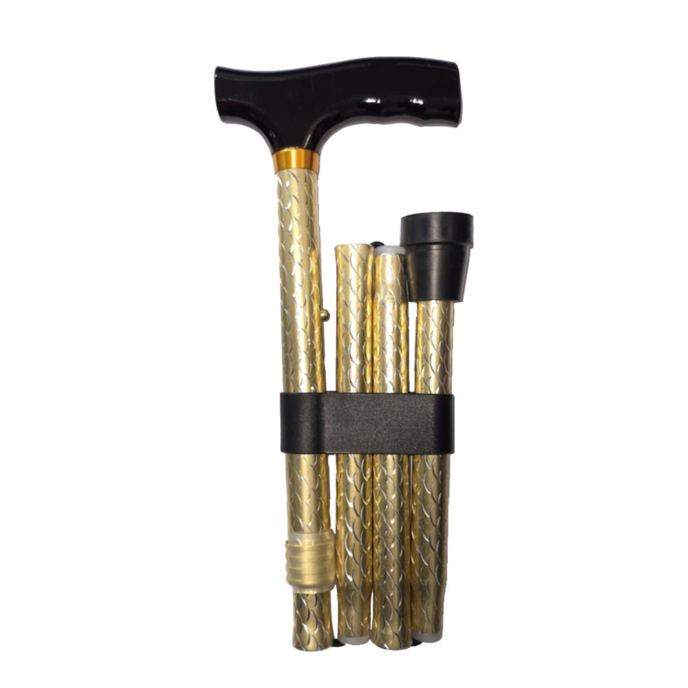 gold mesh folding walking stick
