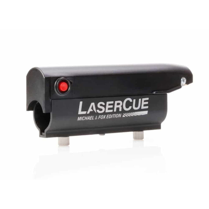 Black LASERCUE device with 'Michael J. Fox Edition' text on a white background