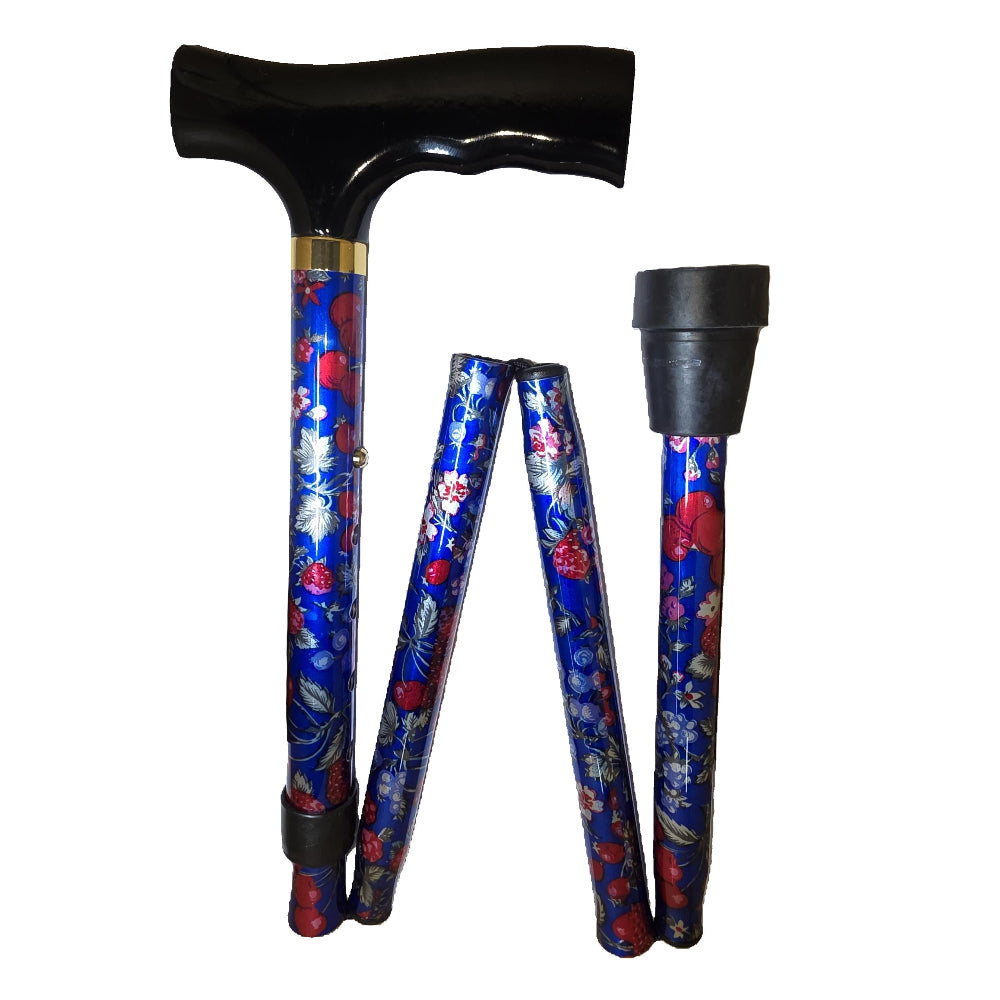 red blue fruit folding walking stick